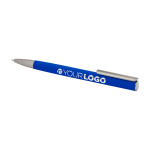 Recycled aluminium pen with plastic clip, black ink blue colour