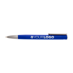 Recycled aluminium pen with plastic clip, black ink blue colour