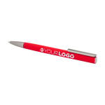 Recycled aluminium pen with plastic clip, black ink red colour