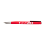 Recycled aluminium pen with plastic clip, black ink red colour