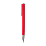 Recycled aluminium pen with plastic clip, black ink red colour