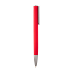 Recycled aluminium pen with plastic clip, black ink red colour
