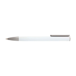 Recycled aluminium pen with plastic clip, black ink white colour