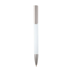 Recycled aluminium pen with plastic clip, black ink white colour