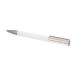 Recycled aluminium pen with plastic clip, black ink white colour