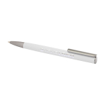 Recycled aluminium pen with plastic clip, black ink white colour