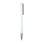 Recycled aluminium pen with plastic clip, black ink white colour