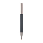 Recycled aluminium pen with plastic clip, black ink dark grey colour