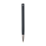 Recycled aluminium pen with plastic clip, black ink dark grey colour