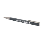 Recycled aluminium pen with plastic clip, black ink dark grey colour