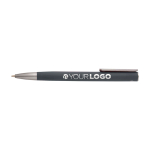 Recycled aluminium pen with plastic clip, black ink dark grey colour