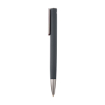 Recycled aluminium pen with plastic clip, black ink dark grey colour