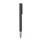 Recycled aluminium pen with plastic clip, black ink dark grey colour