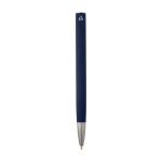 Recycled aluminium pen with plastic clip, black ink navy-blue colour