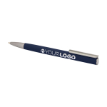 Recycled aluminium pen with plastic clip, black ink navy-blue colour