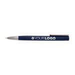 Recycled aluminium pen with plastic clip, black ink navy-blue colour