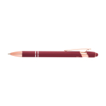 Recycled aluminium pen with rose gold finish, black ink burgundy colour