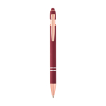 Recycled aluminium pen with rose gold finish, black ink burgundy colour