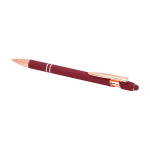 Recycled aluminium pen with rose gold finish, black ink burgundy colour