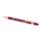 Recycled aluminium pen with rose gold finish, black ink burgundy colour