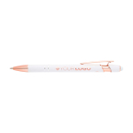 Recycled aluminium pen with rose gold finish, black ink white colour