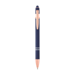 Recycled aluminium pen with rose gold finish, black ink navy-blue colour