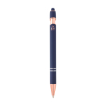Recycled aluminium pen with rose gold finish, black ink navy-blue colour