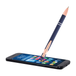 Recycled aluminium pen with rose gold finish, black ink navy-blue colour