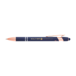 Recycled aluminium pen with rose gold finish, black ink navy-blue colour
