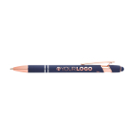 Recycled aluminium pen with rose gold finish, black ink navy-blue colour