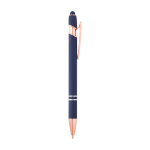 Recycled aluminium pen with rose gold finish, black ink navy-blue colour