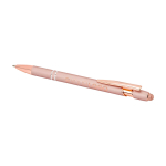 Recycled aluminium pen with rose gold finish, black ink pastel pink colour