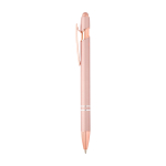Recycled aluminium pen with rose gold finish, black ink pastel pink colour