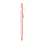Recycled aluminium pen with rose gold finish, black ink pastel pink colour