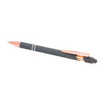 Recycled aluminium pen with rose gold finish, black ink taupe grey colour