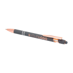 Recycled aluminium pen with rose gold finish, black ink taupe grey colour