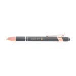 Recycled aluminium pen with rose gold finish, black ink taupe grey colour