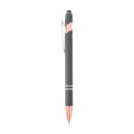 Recycled aluminium pen with rose gold finish, black ink taupe grey colour