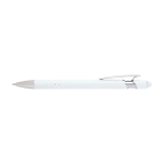 Recycled aluminium pen with silver finish, black ink white colour