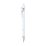 Recycled aluminium pen with silver finish, black ink white colour