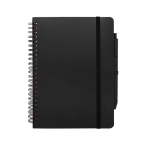 Hardcover notebook made from recycled plastic, A5, ruled pages black colour