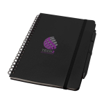 Hardcover notebook made from recycled plastic, A5, ruled pages black colour