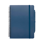 Hardcover notebook made from recycled plastic, A5, ruled pages navy-blue colour