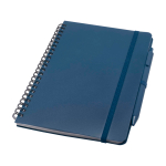Hardcover notebook made from recycled plastic, A5, ruled pages navy-blue colour