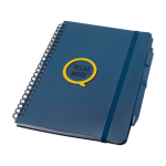 Hardcover notebook made from recycled plastic, A5, ruled pages navy-blue colour