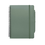 Hardcover notebook made from recycled plastic, A5, ruled pages pastel green colour