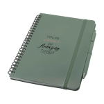 Hardcover notebook made from recycled plastic, A5, ruled pages pastel green colour