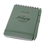 Recycled plastic ocean-cover notebook, A6, ruled pages pastel green colour