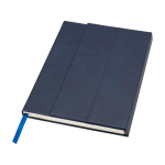 Hardcover recycled plastic notebook, A5, ruled pages navy-blue colour