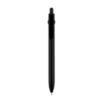 Recycled plastic pen with ball tip and clip, black ink black colour